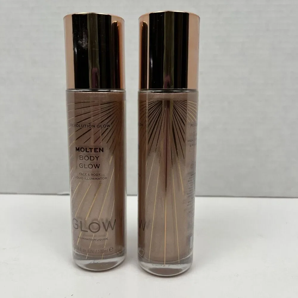 Revolution Liquid Illuminator Molten Body Glow Rose Gold Face Body Lot of 2